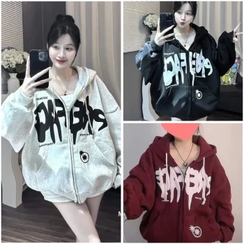 Áo Khoác Nỉ Nam Nữ Form Rộng Mũ Hai Lớp_In Sao