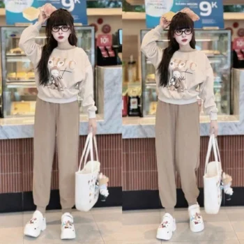 Sét bộ đồ nữ chất liệu nỉ ngoại dày dặn free size_Thỏ
