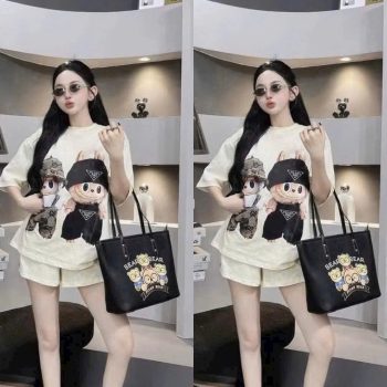 Bộ thun Nữ in 2 Labubu hottrend, chất Cotton khô cao cấp
